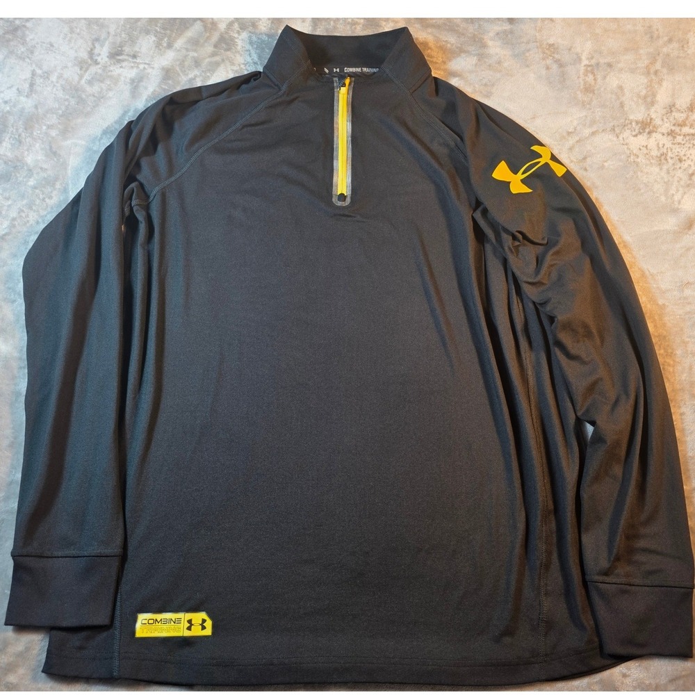 Under Armour Combine Training Pullover Mens XL Black ColdGear Quarter Zip Shirt‎